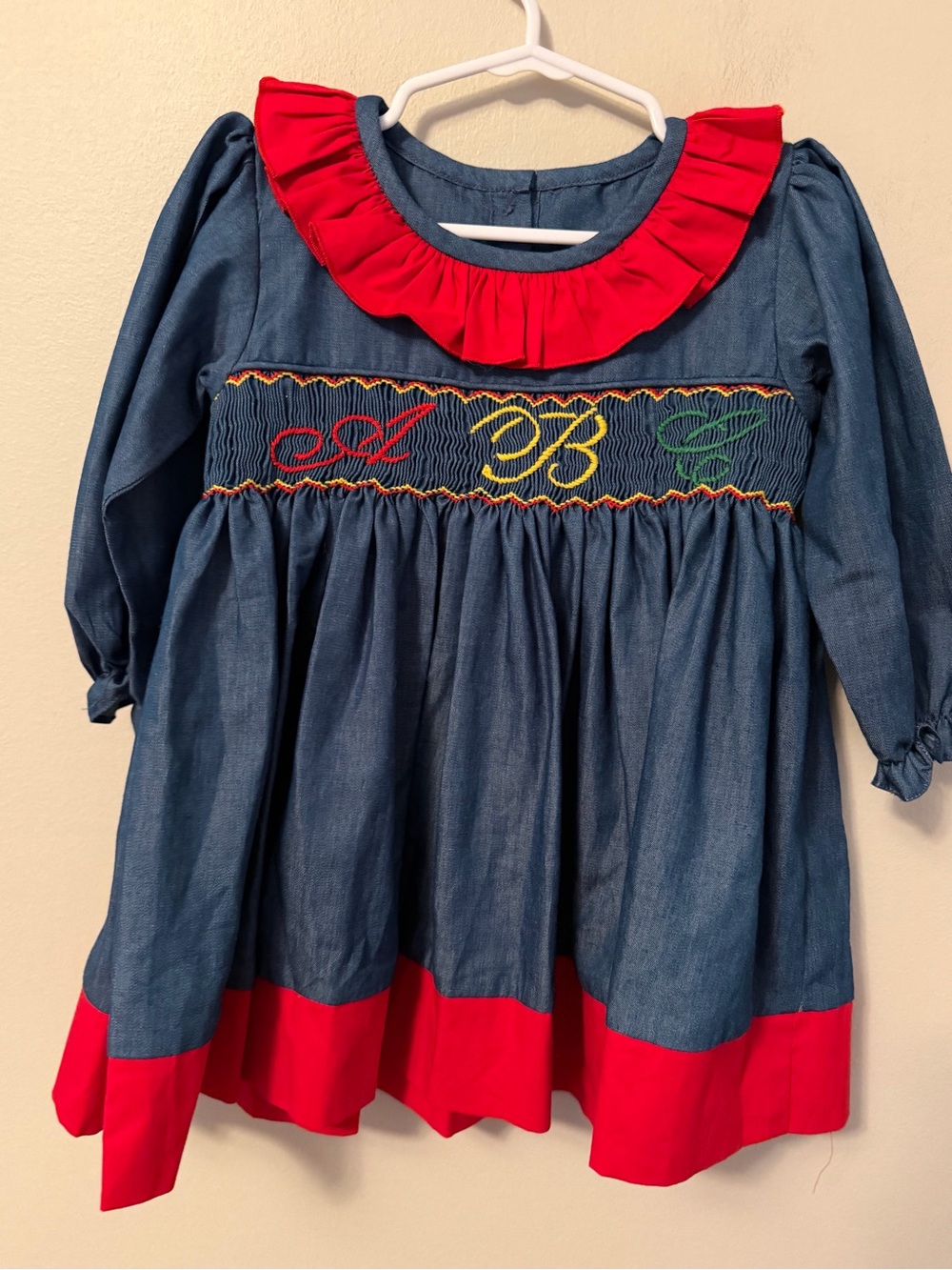 Smocked Sweets Smocked Denim ABC Dress